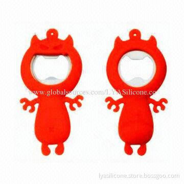 Cartoon Design New Silicone Bottle Opener with Steel, Ideal for Kids and Promotional Advertising